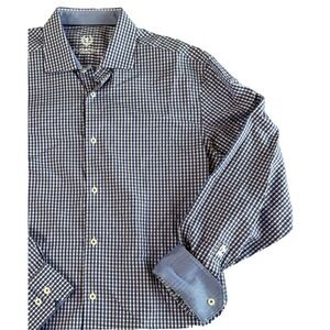 Bugatchi Uomo Shirt 16.5 Mens Purple‎ Blue Dress Button Up Long Sleeve Flip Cuff